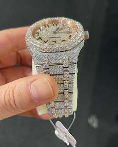 Montre à quartz de luxe pour hommes en acier inoxydable argenté avec diamant simulé personnalisé Bling Style Hip Hop Antique pour la conception suisse - Product Image 3