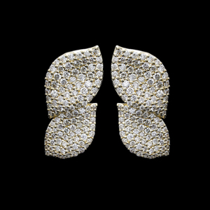 Pendientes de diseño de hoja de oro de 14K 1.36CTW Diamantes de corte brillante natural Pave Ajuste Rodio Chapado Elegante Inspirado en la naturaleza Lujo - Product Image 4