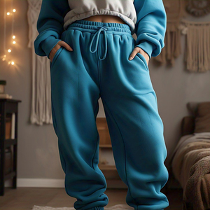 Sportswear <b>Jogging</b> Wear Sweat Pants Trouser Ladies Oversize High Drawstring Waist Fleece Sweatpants Women - Product Image 1