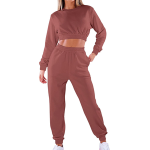 Conjunto de 2 piezas de ropa informal de estilo veraniego para mujer, Tops cortos transpirables con capucha y cremallera, pantalones de chándal holgados de longitud larga, chándal para - Product Image 1