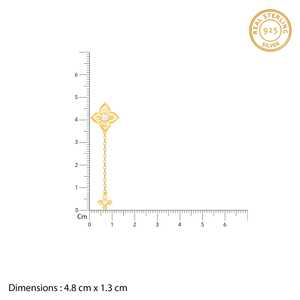 ต่างหูแฟชั่นลายดอกไม้สีทอง 925 เงิน - Product Image 6