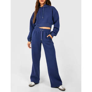 Chándales de mujer a precio de fábrica conjuntos de gimnasio personalizables mejor calidad 100% algodón pulóver sudaderas con capucha conjuntos de pantalones de chándal - Product Image 4