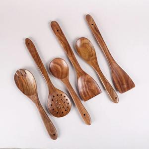 Ustensiles de cuisine en bois écologiques Spatule et cuillère de service alimentaire Outils de cuisine en bois - Product Image 5