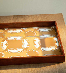 ถาดเสิร์ฟอาหารถาดเสิร์ฟอาหารไม้ไผ่ทรงสี่เหลี่ยมผืนผ้าพร้อมที่จับสไตล์ชนบทสีน้ำตาลแบบออตโตมัน - Product Image 4