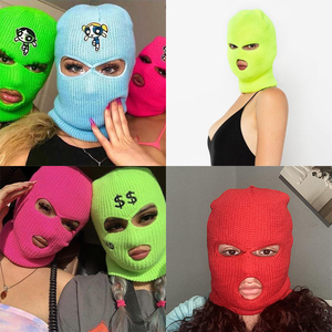 Unisex Winter Knitted Balaclava Mask Custom Logo Acrylic Face <b>Cover</b> For Ski And Outdoor Sports - Product Image 2