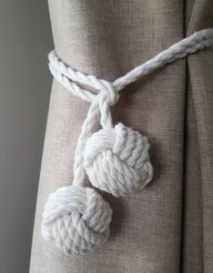 Sujetadores de cortinas con forma de puño de mono, sujetadores de cortinas de macramé, sujetadores de cortinas de cuerda de algodón, sujetadores de cortinas blancos, sujetadores de cortinas náuticos - Product Image 4