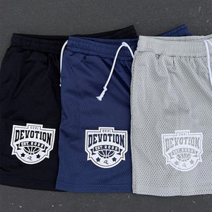 Pantalones cortos de malla de alta calidad Unisex transpirable tela cómoda impresión DTF Venta caliente estilo de calle cordón sólido - Product Image 2