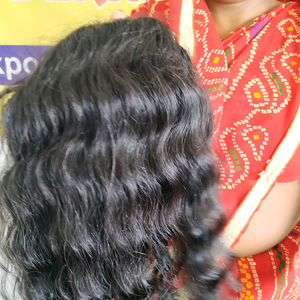 Venta al por mayor 100% Natural cutícula alineada largo Color negro ondulado mechones sin procesar indio Remy estilo de pelo de onda de agua - Product Image 3