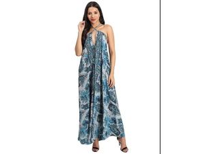 Vestido Casual Bohemio de Verano de Talla Única, Lindo Estampado Floral de Lunares, Tejido Ecológico, Midi en Línea A, con Borlas, Lavable, Color Natural de Seda - Product Image 4