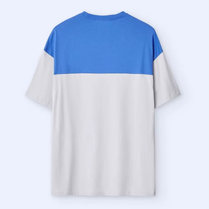 Camiseta con hombros caídos y diseño de logotipo personalizado informal para hombre, 100% algodón, alta calidad, nuevo punto de gran tamaño, empalme de Color - Product Image 3