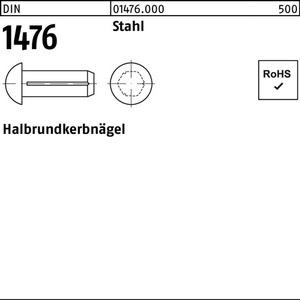 Clavos Ranurados Semicirculares DIN 1476 1.4 X 3 mm Acero 500 Piezas - Product Image 1