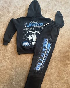 2024 hommes de haute qualité séchage rapide élégant à la mode survêtement à capuche ensemble Anti-rétrécissement hiver 2 pièces adulte survêtement avec poche - Product Image 4