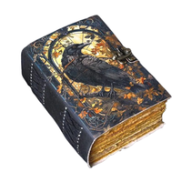 Carnet en cuir classique imprimé Grimoire Corbeau Noir, 400 pages, style Horreur Gothique, pour Sorcellerie, Halloween, Fête des Mères