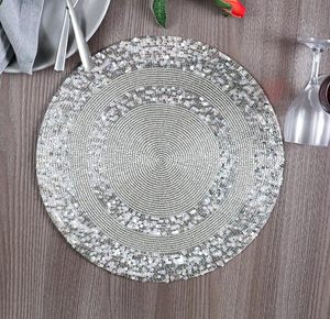 Elegant Circle <b>Beaded</b> <b>Placemat</b> for Dining Table Wedding Reception New Year Parties-Perfect Match for Mats & Pads - Product Image 6