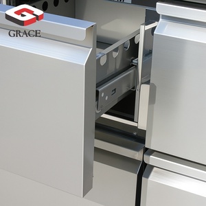 Grace dây chuyền lắp ráp thức ăn nhanh tủ lạnh bàn làm việc 3 cửa 6 ngăn kéo 304ss Máy làm lạnh quầy 400L A ++ điều khiển nhiệt độ kỹ thuật số năng lượng - Product Image 6