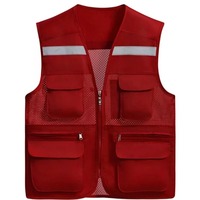 Chaleco de Seguridad Reflectante de Alta Visibilidad Naranja, Ropa Exterior de Seguridad, Antiarrugas, con Múltiples Bolsillos