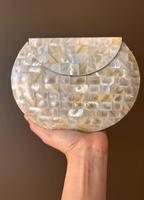 Tas Selempang Wanita Buatan Tangan dari Mutiara dengan Detail Kerang Laut Bohemian Vintage, Tahan Air, untuk Acara Khusus