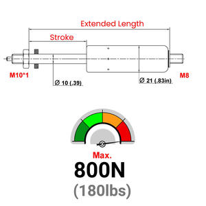 Vente d'usine certifiée ISO 160 mm bureau d'ordinateur industriel réglable 521 mm cylindre de jambe de force à ressort à gaz en acier à verrouillage rigide 20 mm - Product Image 2