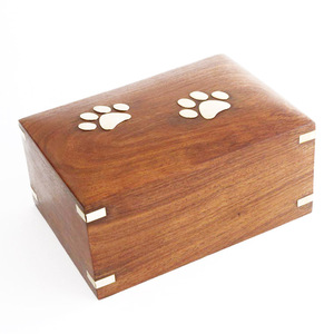 Eco-friendly Funeral Urns Paw Engraving Acacia & Mango Wood Pet <b>Caskets</b> & Urns with Brass <b>for</b> Pet Soild Wood Whole Sale Urns - Product Image 1