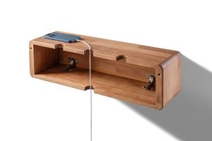 Organisateur mural élégant en bois pour câbles – Boîte de rangement flottante pour câbles – Étagère de gestion des câbles en bois – Cache-câbles mural en bois - Product Image 2