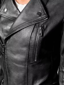 Chaqueta de cuero genuino para mujer de tacto suave, abrigo de manga larga ajustado cálido para la moda de otoño e invierno - Product Image 5