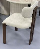 Chaise de salle à manger contemporaine en cuir durable, tissus bouclés performants, lin noir résistant aux taches, pieds en bois, maison moderne
