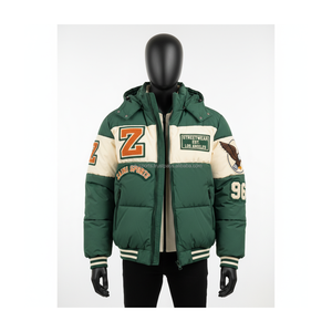 Chaqueta acolchada de invierno para hombre de alta calidad 320 GSM acolchado de poliéster suave elegante Panel de contraste abrigo cálido chaqueta acolchada para hombre - Product Image 1