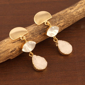 Últimos pendientes de gota de moda para niñas, madre natural, perla, azúcar blanco, Druzy con chapado en oro amarillo, joyería de regalo de boda - Product Image 3