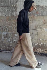 กางเกงผ้าเดนิมสีเบจสำหรับผู้ชายกางเกงทรงหลวมขาโค้งมนคุณภาพระดับพรีเมียมผ้าเดนิมผ้าฝ้ายแข็ง - Product Image 5