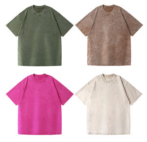 230 Gsm T-shirts lavés à l'acide sérigraphie surdimensionnée 100% coton Vintage lavage à l'acide col rond imprimé t-shirt pour hommes - Product Image 1