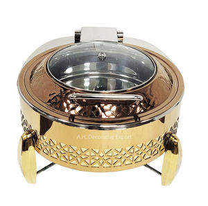 Recipiente para Calentar Comida de Acero Inoxidable con Diseño Único, Forma Redondeada, Chapado en Oro Brillante, Capacidad de 8L, Estructura Profesional - Product Image 3