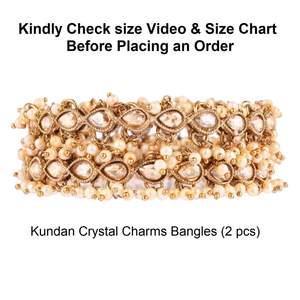 Indian Tear Drop Crystal Faux Pearl Charm Beaded Bracelet Antique Traditional Bridal Bangles Set <b>Jewellery</b> for Women - Product Image 4