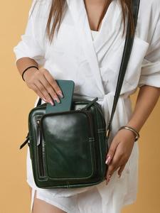 Bolso cruzado de diseñador Vintage de moda caliente ALLB65 Bolso de hombro pequeño de cuero genuino con cremallera única para mujer - Product Image 3