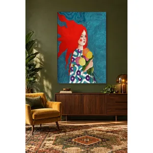 Fida, fille aux cheveux roux avec un bouquet de fleurs, impression sur toile - Product Image 5