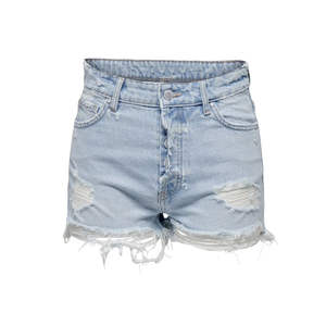 High <b>Waist</b> Button Fly Waterproof Denim Shorts Hot Ripped Pockets Breathable Straight Fit Cotton Customizable Logo Various Colors - Product Image 1