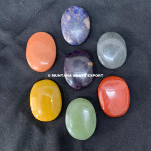 Chakra <b>Set</b> With Wooden Box Chakra <b>Sets</b> in Oval Shape Wholesale 7 Chakra Stone <b>Set</b> With Customizable Gift Box - Product Image 3