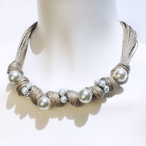 Collier de mariage à breloques perles de verre et coton luxe fait à la main perles chaudes collier fantaisie cadeau de mariage X Mas - Product Image 4