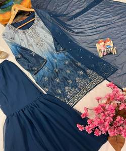 LOOK RICH CHINON ZARI BRODERIE SÉQUENCE TRAVAIL TOP SHARA AVEC DUPATTA FESTIVE WEAR PRIX DE GROS FEMMES MODE VIOLET - Product Image 6