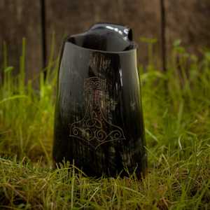 Jarra Vikinga de Cuerno para Beber, Hecha a Mano, de Primera Calidad, con Diseño de Martillo de Thor, para Hidromiel - Product Image 3