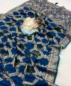 ผ้าสารีบานาราสีมาใหม่ทรงหรูหราพร้อมงาน Zari และเครื่องประดับมุก - Product Image 3