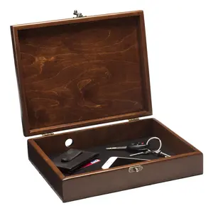 Caja de baratija de joyería de lujo de estilo Vintage grande, organizador de madera marrón personalizado, organizador de almacenamiento para decoración del hogar, estilo Simple - Product Image 2