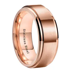 Coolstyle Jewelry 8mm anello in acciaio inossidabile 316L placcato oro rosa all'ingrosso per fede nuziale di fidanzamento moda donna uomo