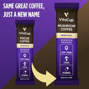 VitaCup Mushroom Coffee Instant Packets Medium Roast, 100% Arabica & Robusta Coffee in Single Serve Sticks, 24 Ct - Product Image 5
