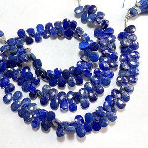 Cuentas de briolette con forma de pera facetada de Lapiz Lazuli, forma de almendra calibrada de 6x8MM, piedras preciosas naturales para hacer joyas - Product Image 3