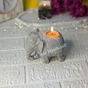 High Quality Marble Soapstone Elephant Sculpture T-<b>light</b> Candle Holder Luxury Home Table Decoration Best Price Wholesale - Product Image 1