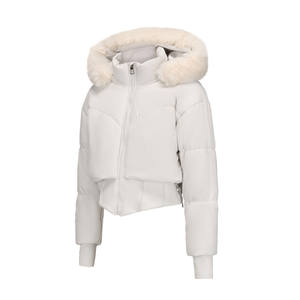 Puffy Pillar Fur Collar <b>Hooded</b> Fur <b>Coats</b> Puffer Jacket Fashion White Duck Down Jackets Female Women <b>Winter</b> <b>Ladies</b> Loose Overcoat - Product Image 1