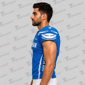 Maillot de football américain unisexe style Quarterback léger extensible sublimé antibactérien respirant à manches courtes Gridiron - Product Image 3