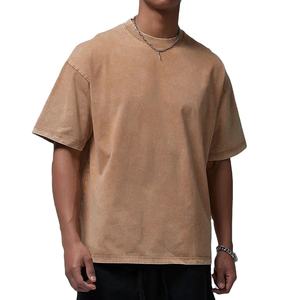 Camisetas de Hombre Personalizadas con Logotipo, Estilo Urbano, Oversize, Algodón Grueso, Estampado Gráfico de Alta Calidad, Color Marrón Lavado Ácido, 2026 - Product Image 1