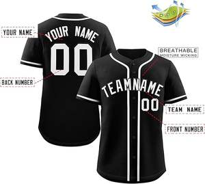 Vente en gros d'usine d'uniformes de jeunes pour le baseball pour hommes Impression personnalisée Maillot de baseball à manches longues pour hommes - Product Image 4