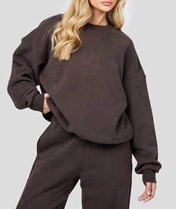 Conjunto Deportivo Holgado de Moda al por Mayor para Mujer, Sudadera y Pantalones de Felpa Gruesa, Chándal de 2 Piezas - Product Image 1